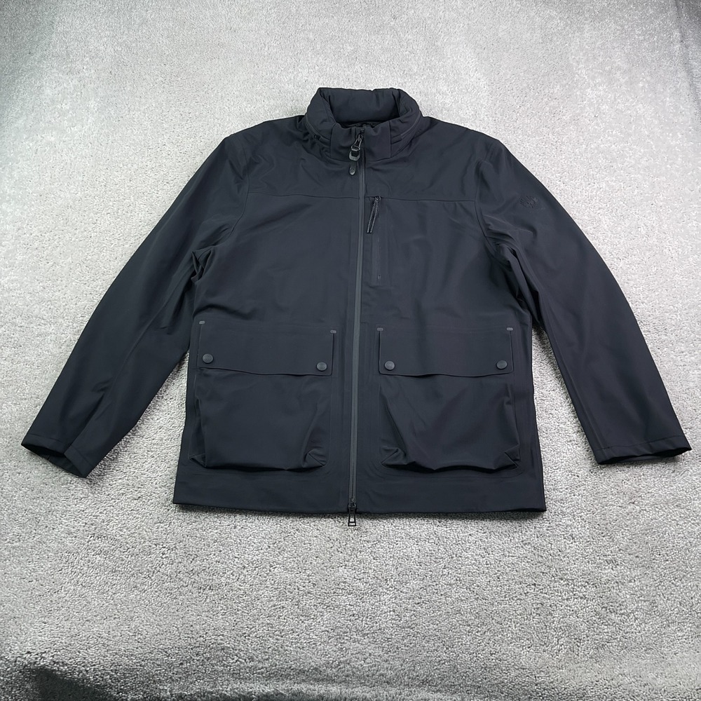 Belstaff Rain Jacket Mens 38 Black Technical Field Concealed Hood Utility